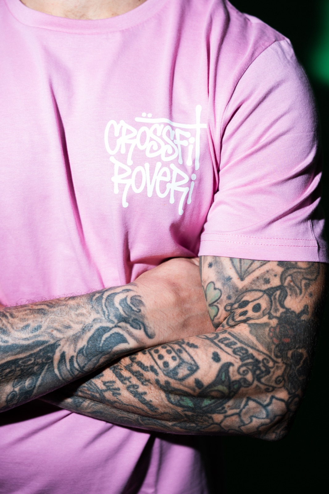 Maglia CrossFit Roveri rosa con scritta bianca